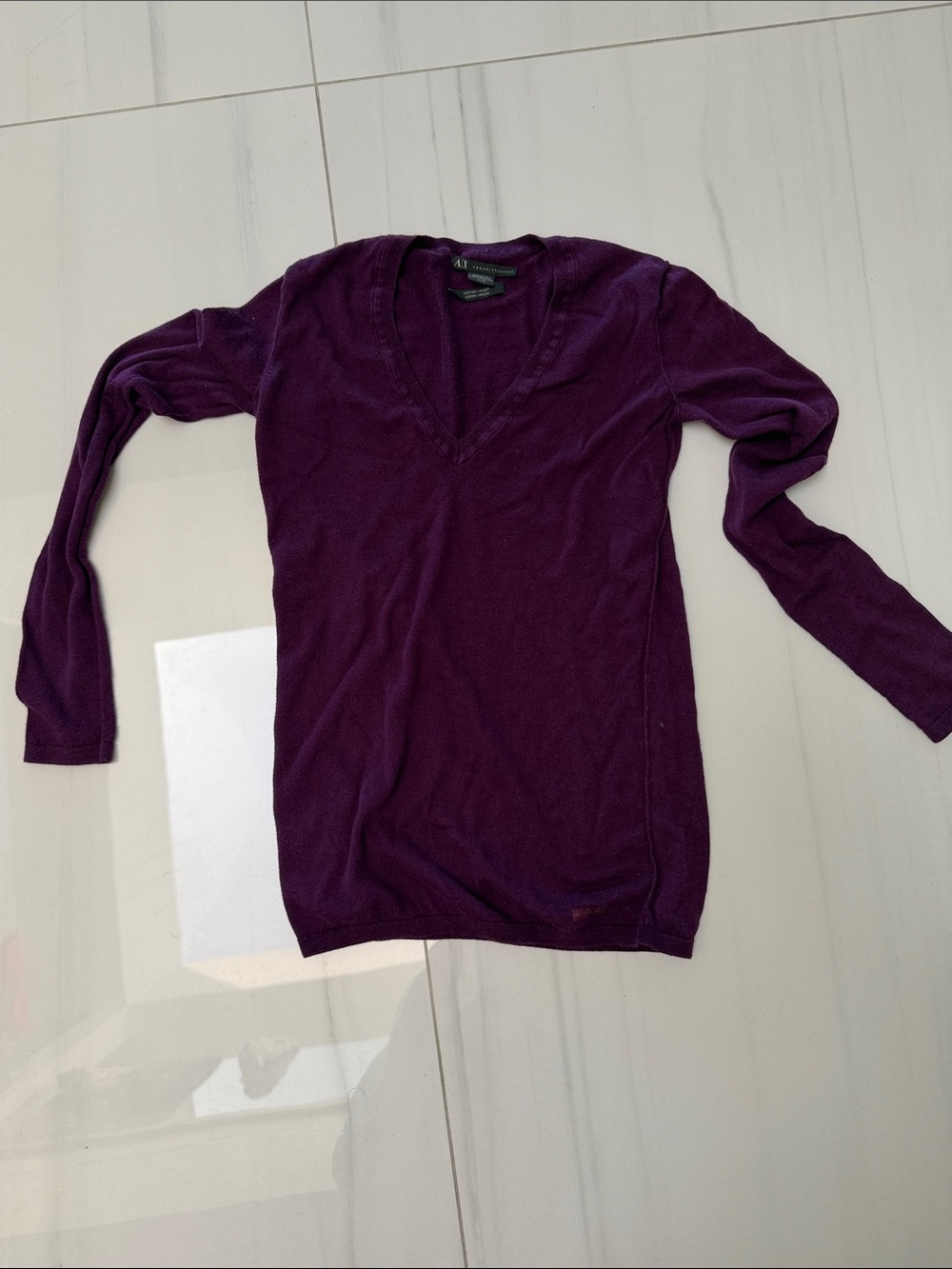 Armani Exchange V-Neck Sweater in Plum